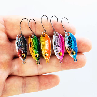 Micro Spoon Fishing Lure 3g 5.5g Luminous เลื่อม Sinking Casting เหยื่อตะขอเดี่ยว