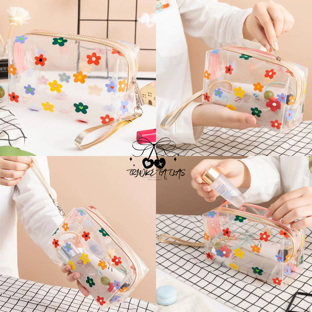 กระเป๋าเครื่องสำอาง ทันสมัย ดีไซน์ซิป สไตล์ญี่ปุ่น น่ารัก สีสันสดใส โปร่งใส กันน้ำ ความจุขนาดใหญ่ หลากหลายสไตล์
