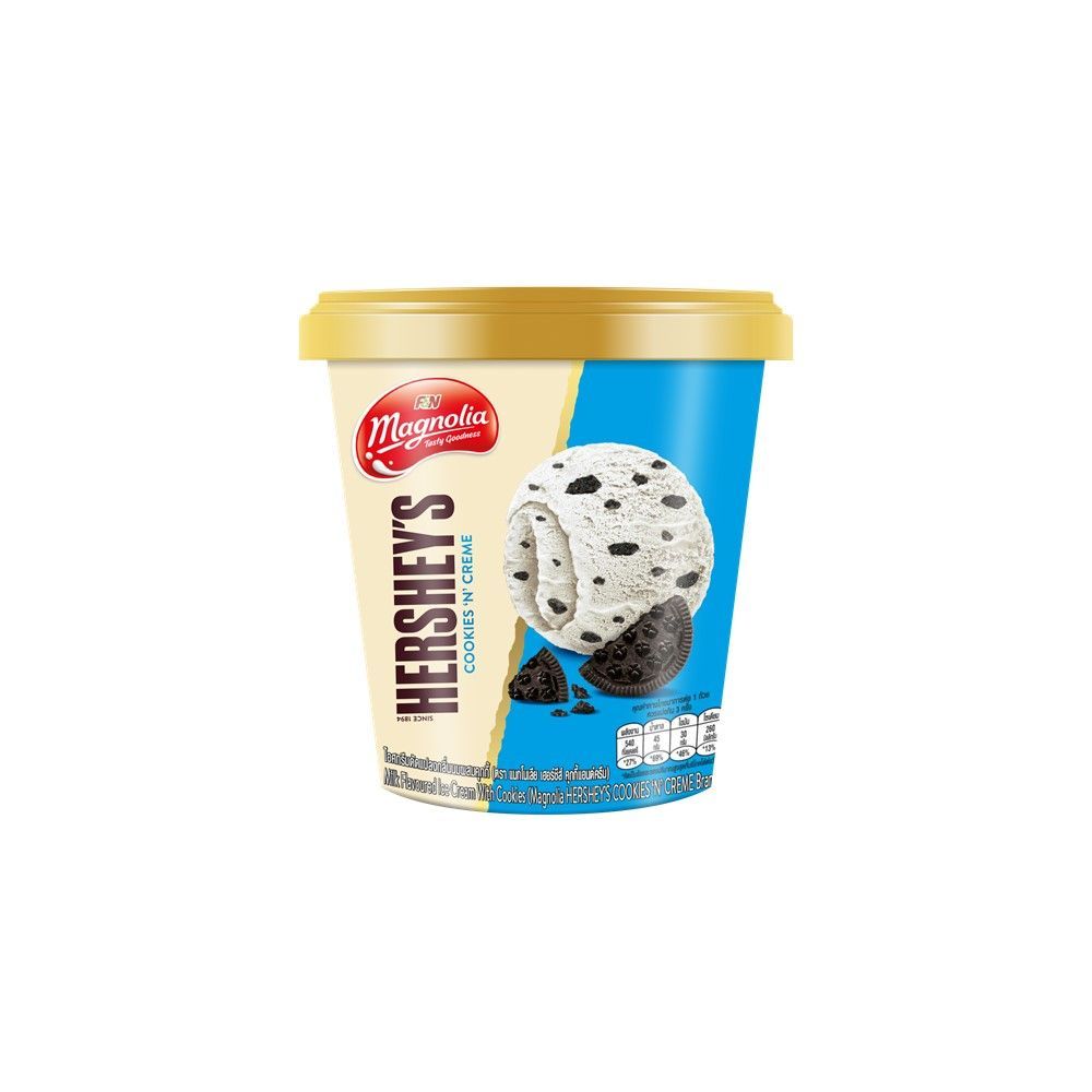 [สินค้าส่งด่วน] แมกโนเลียเฮอร์ชีส์ ไอศกรีม คุกกี้แอนด์ครีม 240 กรัม MAGNOLIA HERSHEYS COOKIES N CREME ICE CREAM 240 G