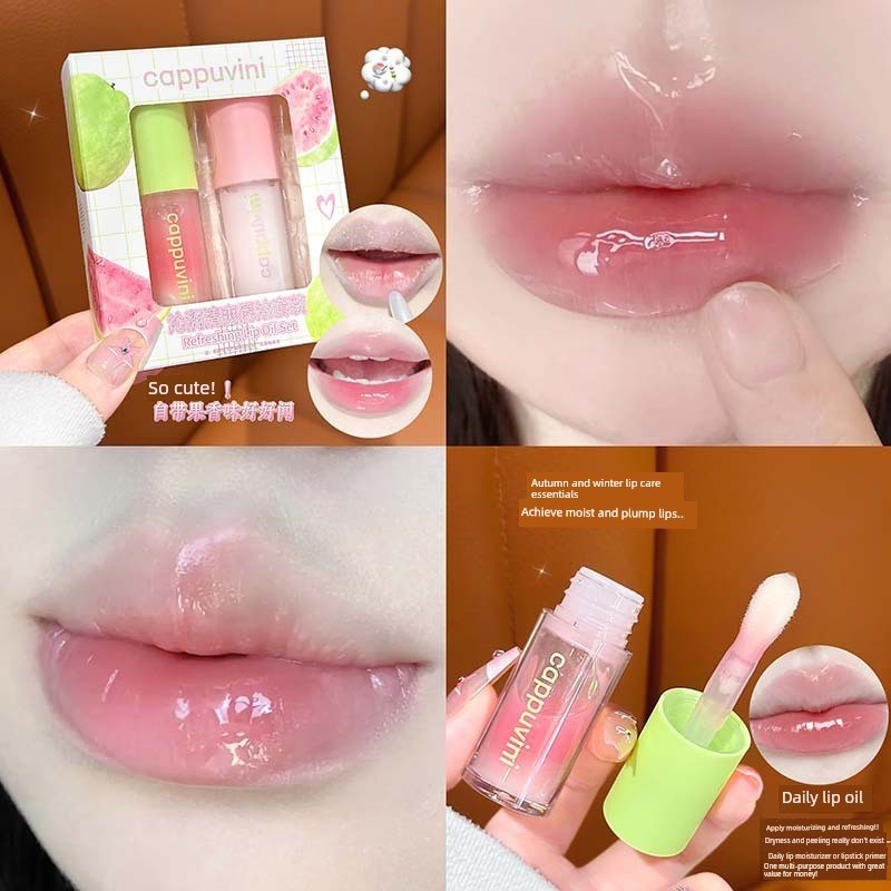ลิปมัน lip oil CAPPUVINI Guava Refreshing Lip Oil Set Moisturizing Moisturizing Lip Care Tender Toot