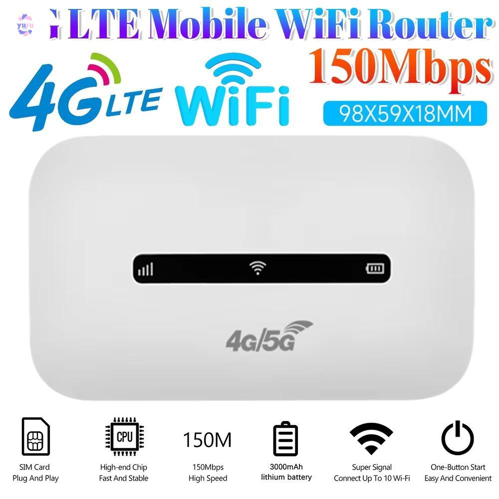 YURUYI 4G LTE Access Point Router, Mini Universal Sim Card Pocket WiFi Router, แบบพกพา 150Mbps 3000m