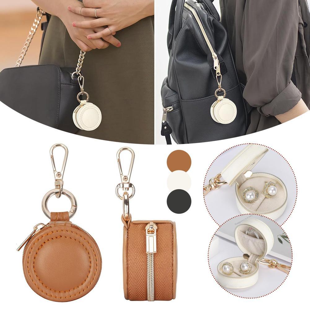 Mini Pouch Keychain - Portable Ring & Earing Travel Organizer, Pu Bag Charm สําหรับกระเป๋าเป้สะพายหล