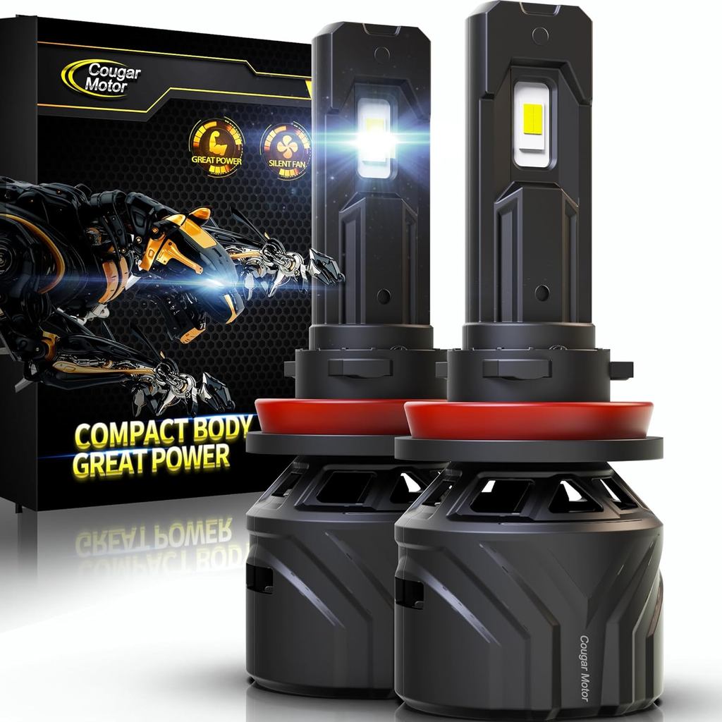 Cougar Motor H11 หลอดไฟ H11 H8 H9 ไฟตัดหมอก 6500K สีขาว Non-Polarity H11 ไฟตัดหมอก Plug and Play - แ