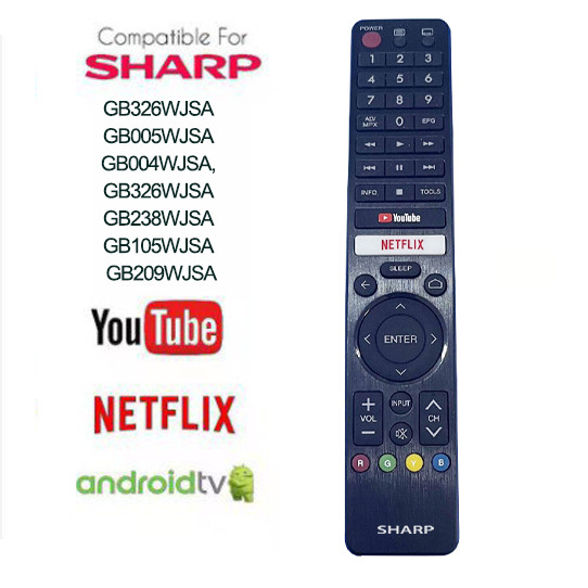 รีโมทคอนโทรล sharp LCD สมาร์ททีวีรีโมทคอนโทรล NETFLIX YouTube GB326WJSA GB005WJSA GB004WJSA GB326WJS