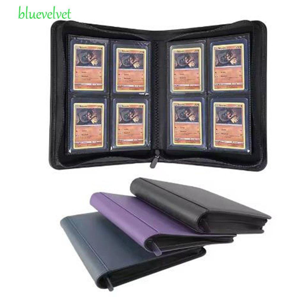 BLUEVELVET Toploader Binder, 112 Toploader PU Toploader อัลบั้ม,ปฏิบัติกันน้ํา 4 กระเป๋าสองด้านกระเป