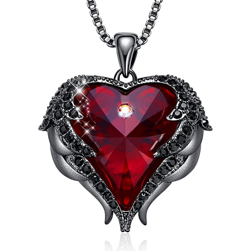 CDE ของขวัญวันแม่สําหรับผู้หญิง Angel Wings สร้อยคอผู้หญิง Birthstone, Love Heart Silver Tone/Gold T