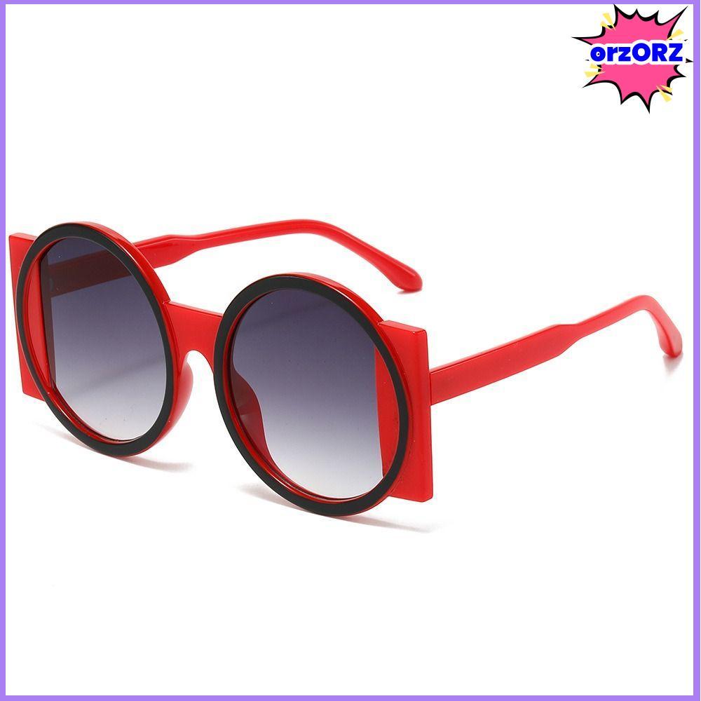 ORZORZ แว่นกันแดดทรงกลม, เฉดสีสีตัดกันเฉพาะขนาดใหญ่, แว่นตา Retro UV400 Y2K สําหรับผู้หญิงและผู้ชาย