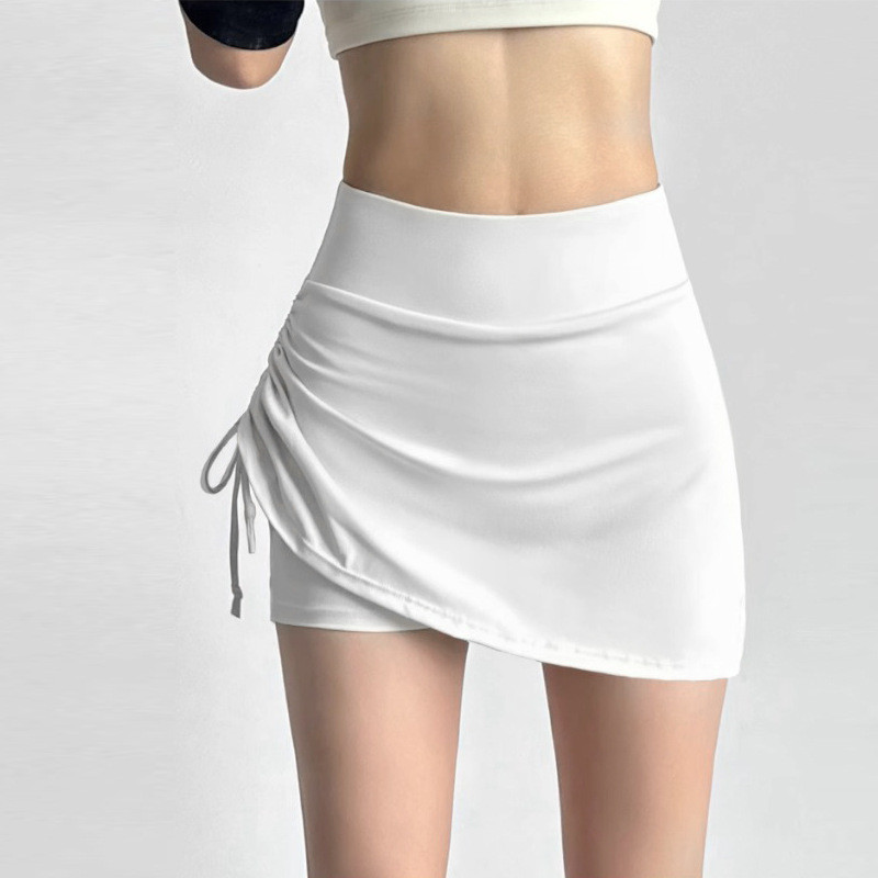 Summer Drawstring Tennis Skirt Running Sports Culottes Pilates Fitness Skirt Yoga Shorts OmZz