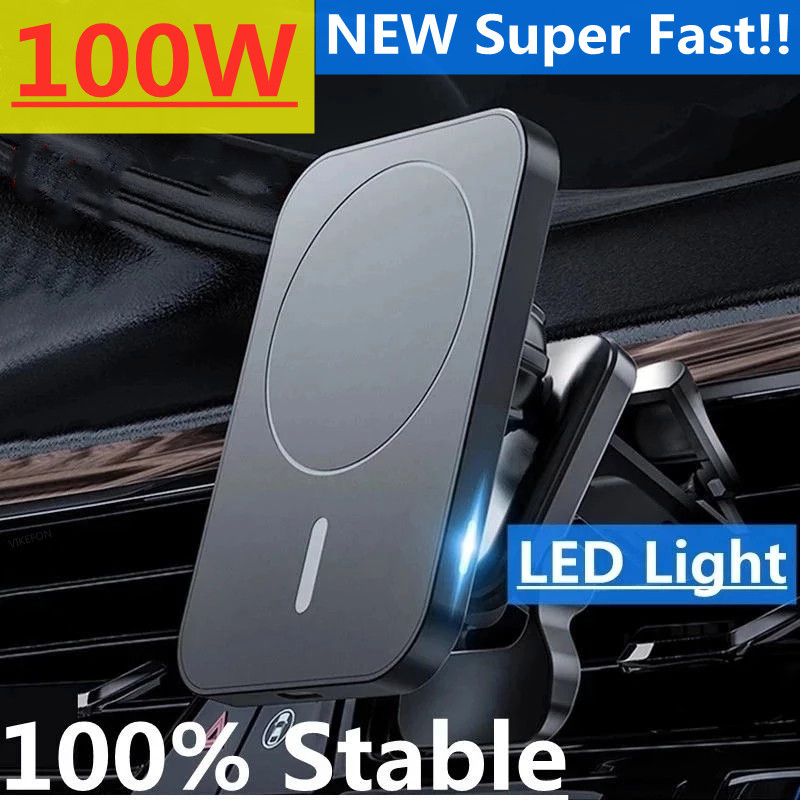 QXZ 100W Magnetic Car Wireless Chargers Air Vent ผู้ถือโทรศัพท์สําหรับ Iphone 14 13 12 Pro Max Macsa