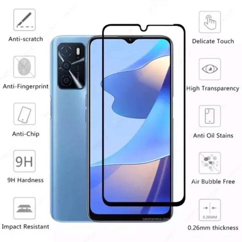 ฟิล์มกระจกนิรภัย เต็มจอ Oppo A16/A15/A15S ฟิล์มกันรอย ฟิล์มกันกระแทก ฟิล์มขอบดำ คุณภาพดี ติดง่าย ฟิล