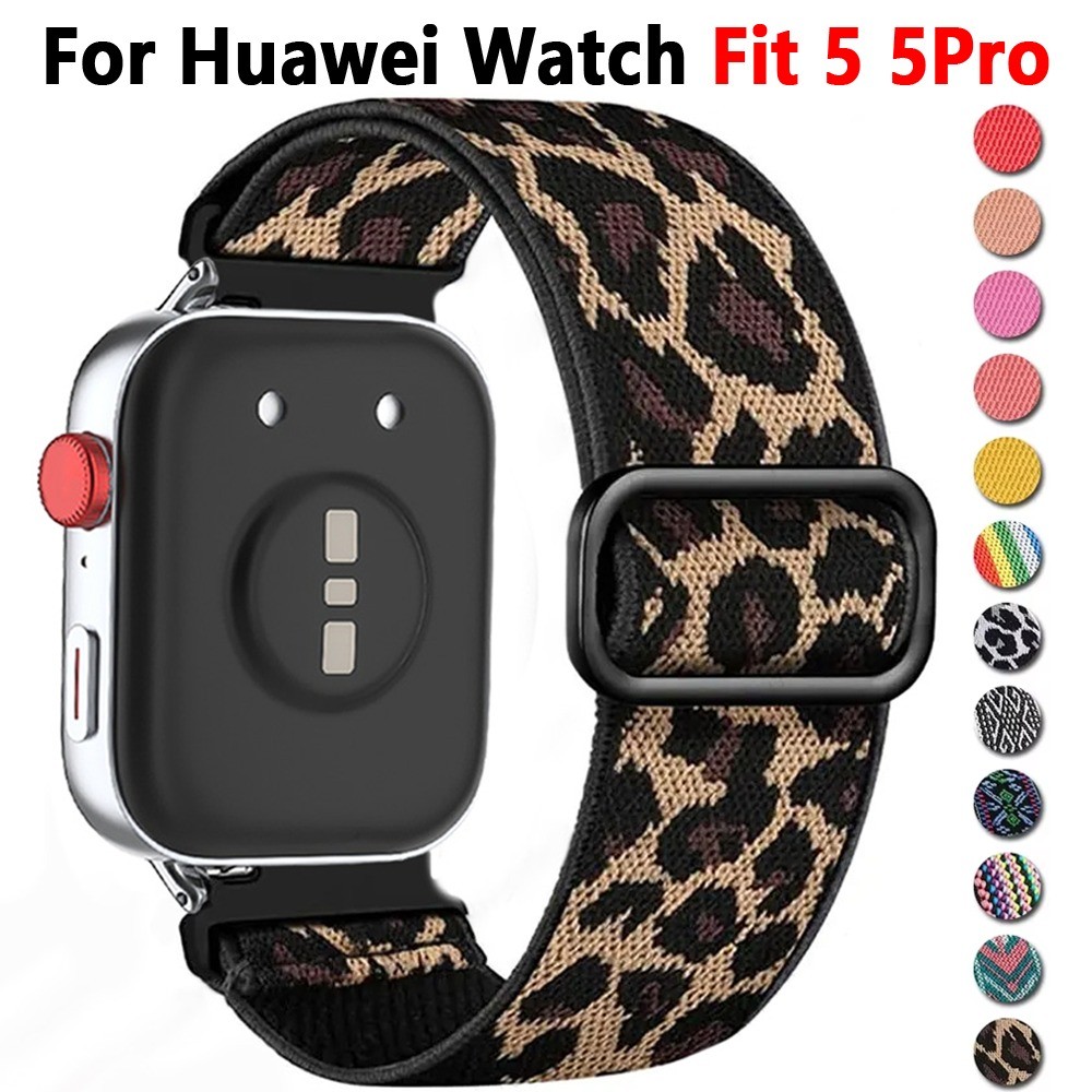 สายรัดห่วงไนลอนยืดหยุ่นสําหรับนาฬิกา Huawei Fit 5 5Pro สายรัดข้อมือทดแทนสําหรับ Huawei Fit 3 4Pro