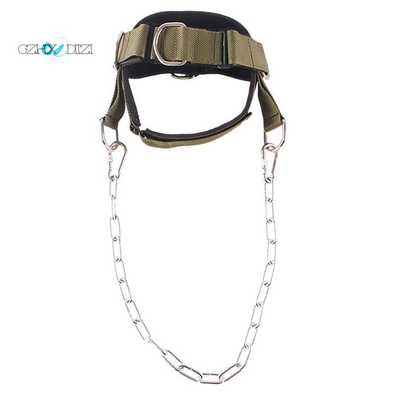 GzhxdiiziWeight Lifting Head Neck Straps,Nylon Cap with Chain,เพิ่มความแข็งแรงของคอ,สายรัดคอ,เทรนเนอ