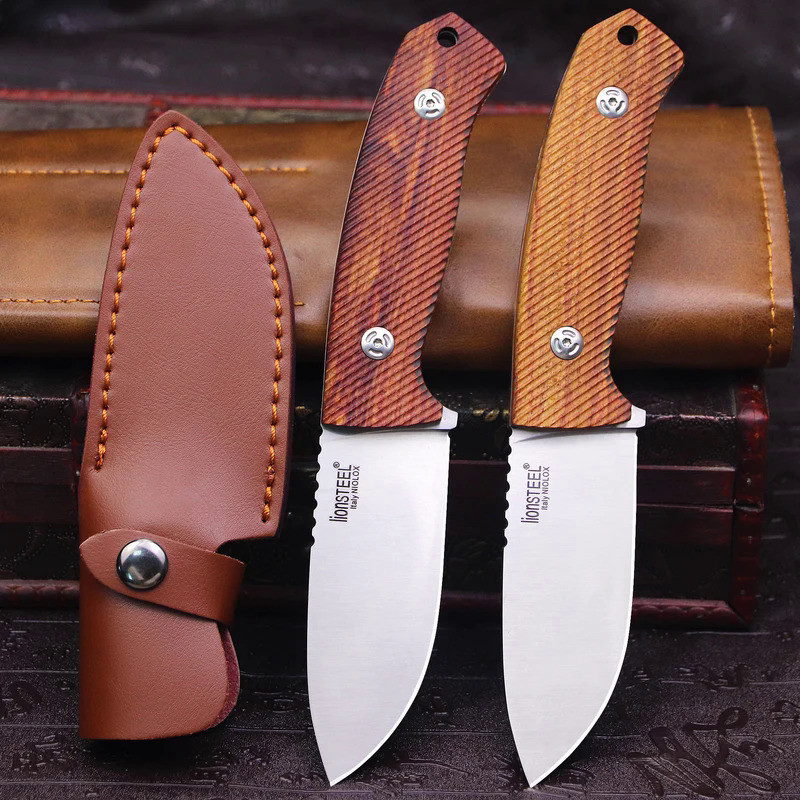 อิตาลี (Lion Steel)มีด มีดเดินป่า  M3 Full Tang DC53 เหล็กมีด,แคมป์ปิ้ง EDC,มีดล่าสัตว์กลางแจ้ง21cm