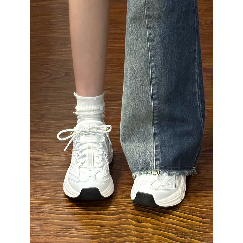 Kappa Kappa รองเท้าผ้าใบสีขาวรองเท้าผู้หญิงฤดูร้อน 2026 สไตล์ใหม่ฤดูใบไม้ผลิหนาSoled Casual Daddy รอ