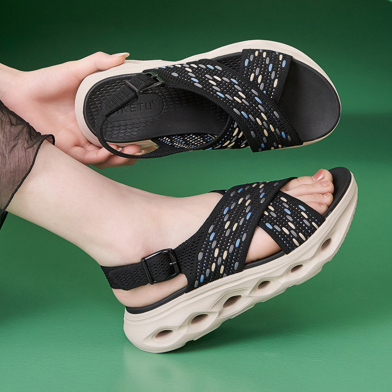 รองเท้าแตะ Velcro Thick-Soledผู้หญิงรอบToe Anti-Slip Casual