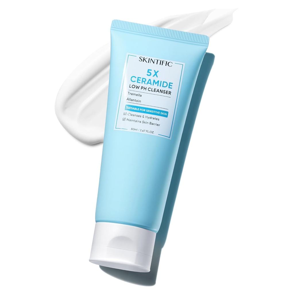 SKINTIFIC 5X Ceramide Low pH Facial Cleanser ประกอบด้วย Hyaluronic Acid Mild Moisturizing Facial Cle