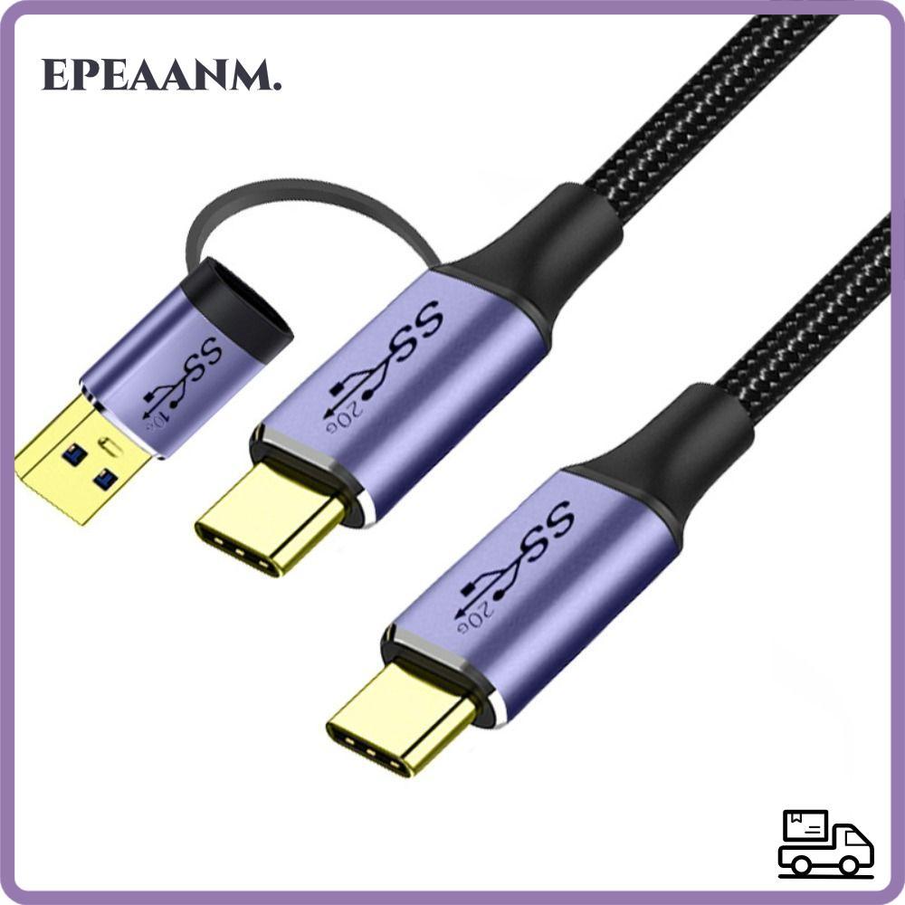 EPEAA สาย USB 3.2 Type-C, 20Gbps 2 in 1 Fast Charging Line, Professional 4K @ 60Hz 0.25-2m สายวิดีโอ