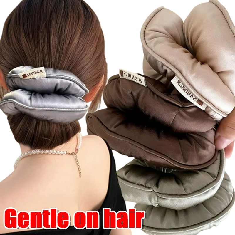 ผู้ถือหางม้าฟองน้ํายืดหยุ่นสําหรับทุกวัน & นอน-หรูหราซาตินผม ส กรุบกรอบ สําหรับผู้หญิง-หมอนนุ่ม-เติมผมผูก