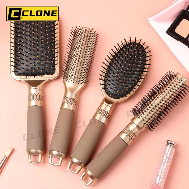 แปรงเบาะลม เครื่องเป่าลม นวดหัว ผู้หญิงผมยาว ผมหยิก ป้องกันไฟฟ้าสถิตย์ สีทอง สีแดง เครื่องมือทำผม การออกแบบทรงผม