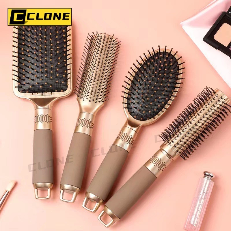 แปรงเบาะลม เครื่องเป่าลม นวดหัว ผู้หญิงผมยาว ผมหยิก ป้องกันไฟฟ้าสถิตย์ สีทอง สีแดง เครื่องมือทำผม การออกแบบทรงผม