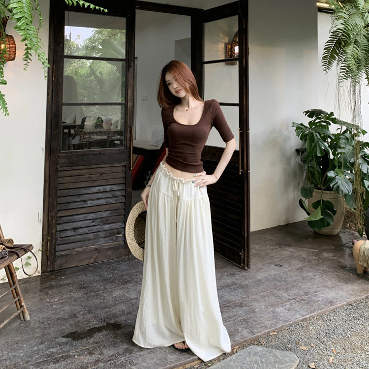 กางเกงขากว้างเอวสูงน่าระทึกใจสําหรับผู้หญิงฤดูร้อนใหม่ 260509