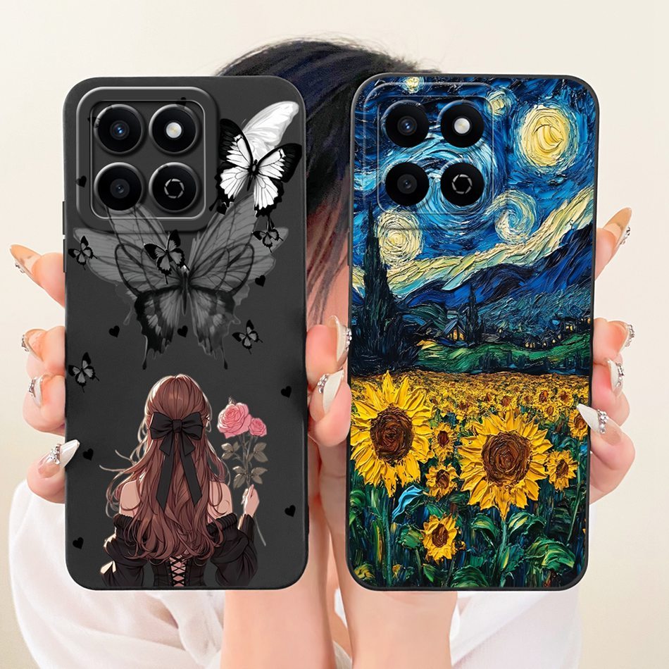 สําหรับ Honor X7C ALT-LX2 เคสโทรศัพท์ดอกไม้ผีเสื้อรูปแบบเลนส์ป้องกัน HonorX7c X 7C 4G ซิลิโคนนุ่ม TP