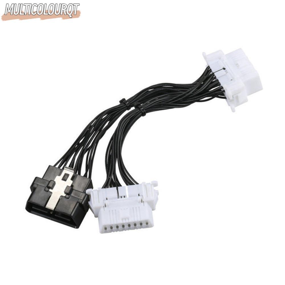 MULTICOLOURQTรถOBD2 Splitter Extension Cable,OBD OBD2 One Male To Two Extension Cable,Stable 15cm 2 Female Port High Speed Transmission OBD2 Harness Car Accessory