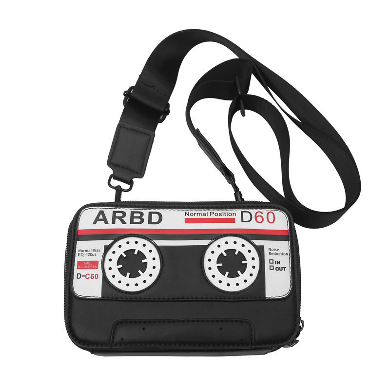 SUNWISH SWS-Ja73 Cassette การออกแบบวิทยุโบราณ Unisex Man Sling Bag Small Square Crossbody Bag