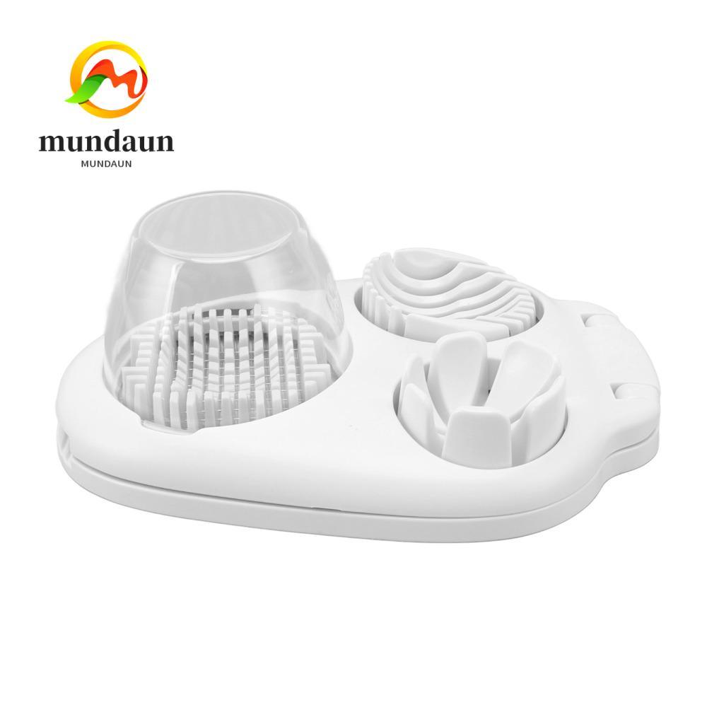 เครื่องตัดไข่ MUNDAUN, เครื่องตัดไข่อเนกประสงค์ 3-in-1, เครื่องมือห้องครัวทําความสะอาดง่าย Heavy Duty White/Yellow อาหาร Dicer สลัด/แซนวิช