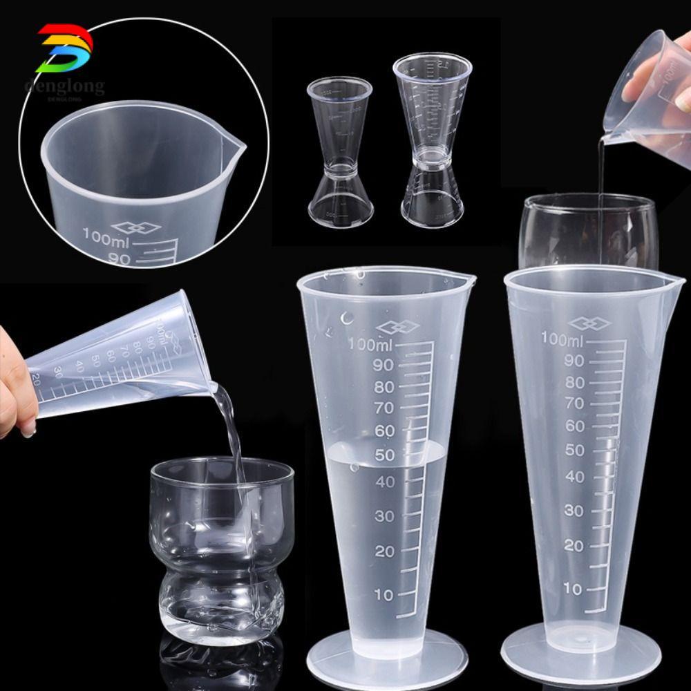 DENGLONG ถ้วยตวงเหลว, PP 25/50/100/250/500ml ถ้วยลูกฟูกพลาสติก, เปลี่ยนวางซ้อนกันได้โปร่งใสความจุขนาดใหญ่ถ้วยตวงปรุงรส