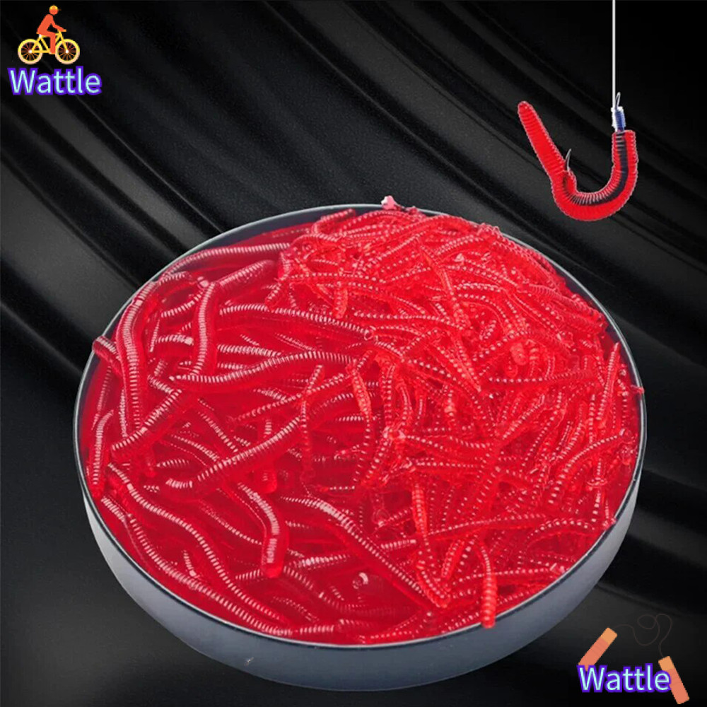 WATTLE 20 ชิ้น-100 ชิ้นหนอนสีแดง Lure, Strong Reusable จําลอง Earthworm เหยื่อ,สมจริงยาง Fishy Smell Tackle Soft Lure ตกปลา Lure