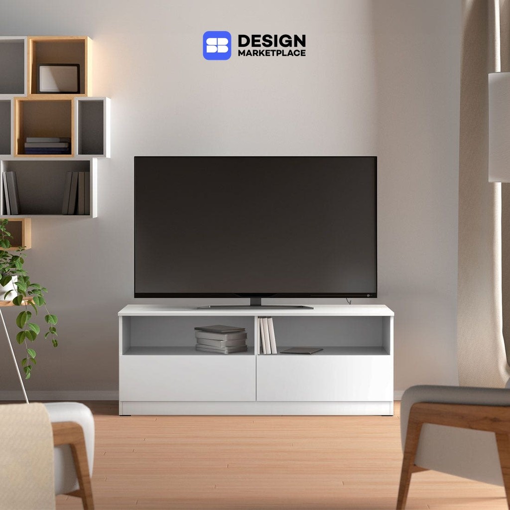 SB Design Square ตู้วางทีวี รุ่น Pansie ขนาด 120 ซม.  สีขาว (120x40x45 ซม.)  แบรนด์ KONCEPT FURNITURE
