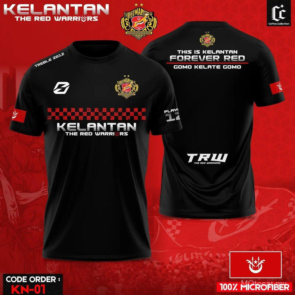 JERSEY KELANTAN THE RED WARRIORS , MICROFIBER TSHIRT AUFG LW2B