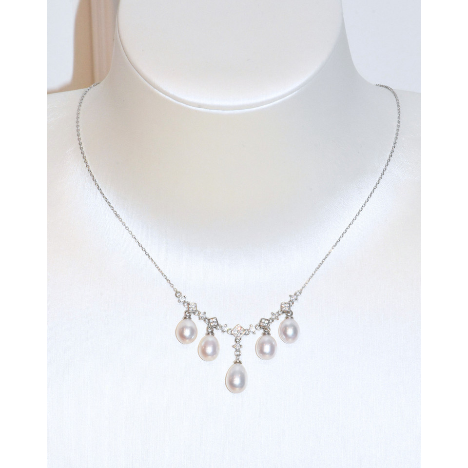 4A Freshwater Drop La Cascade Necklace in Silver 925 WG Plated - White (7 -8mm)