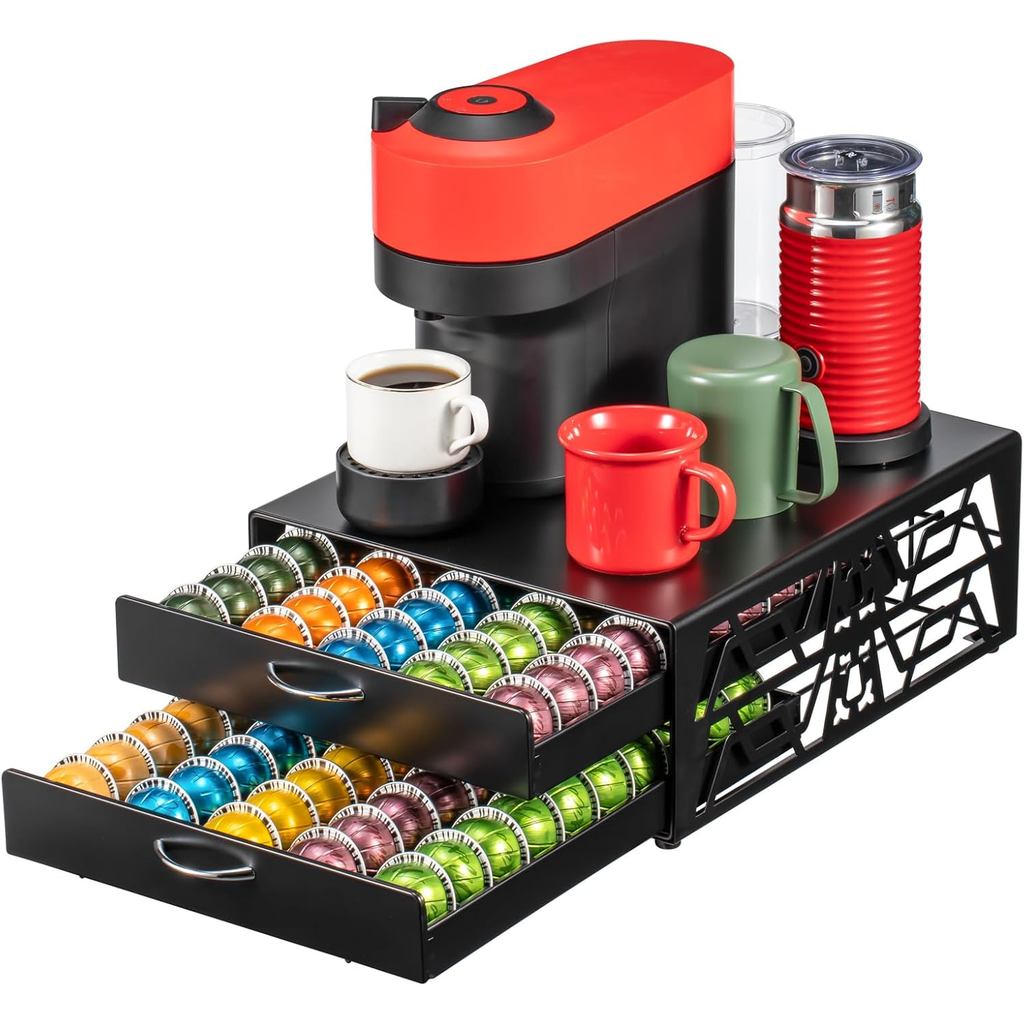 ZCDCP 2 ชั้น 100-ความจุ Vertuo Pod Organizer สําหรับ Nespresso - ประหยัดพื้นที่กาแฟแคปซูลลิ้นชักระบบ