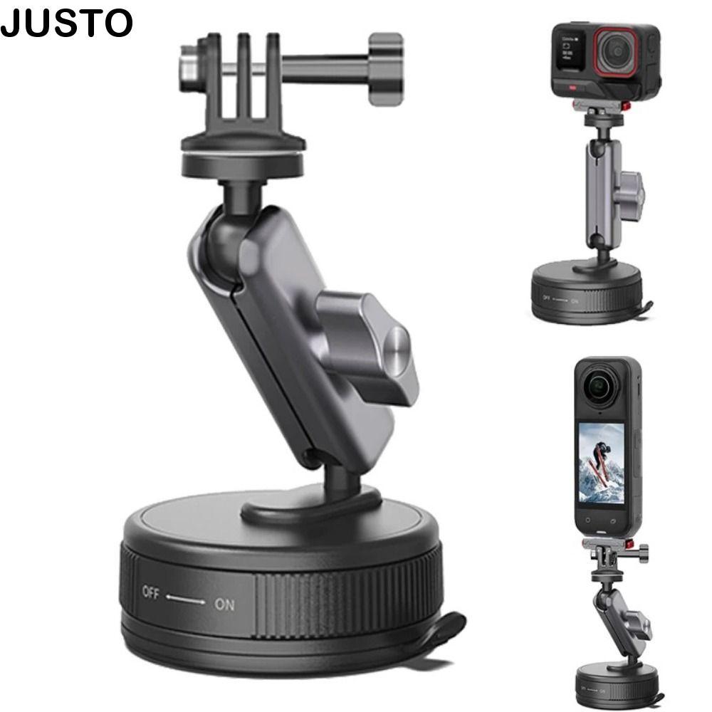 JUSTO ถ้วยดูด Car Mount, ABS ปรับกล้อง Car Mount, ทนทานอลูมิเนียมสีดํากีฬากล้องสําหรับ Insta360 X3 X