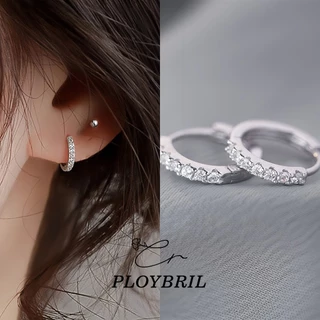 PLOYBRIL พร้อมส่ง🔥 LILY.C ต่างหูห่วงเข็มเงิน 925 ฝังเพชร Sparkling Diamond Earrings E070