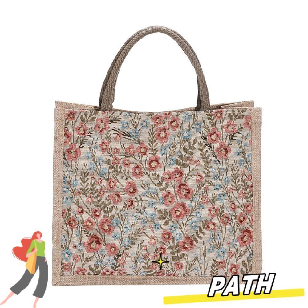 PATH Flax Tote Bag Fashion Simple Flower Pattern Mummy Bag