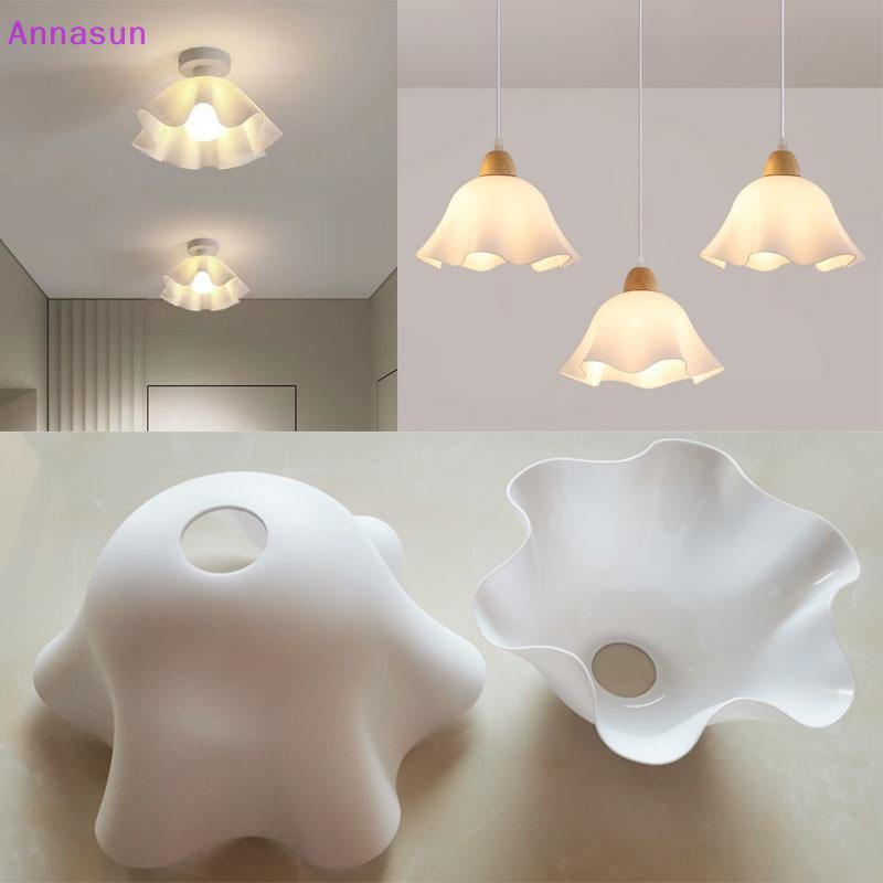 Annasun E27 พลาสติกดอกไม้โคมไฟจี้อุปกรณ์เสริม Simple โคมไฟตั้งโต๊ะสําหรับ Study Office Light 7UVW