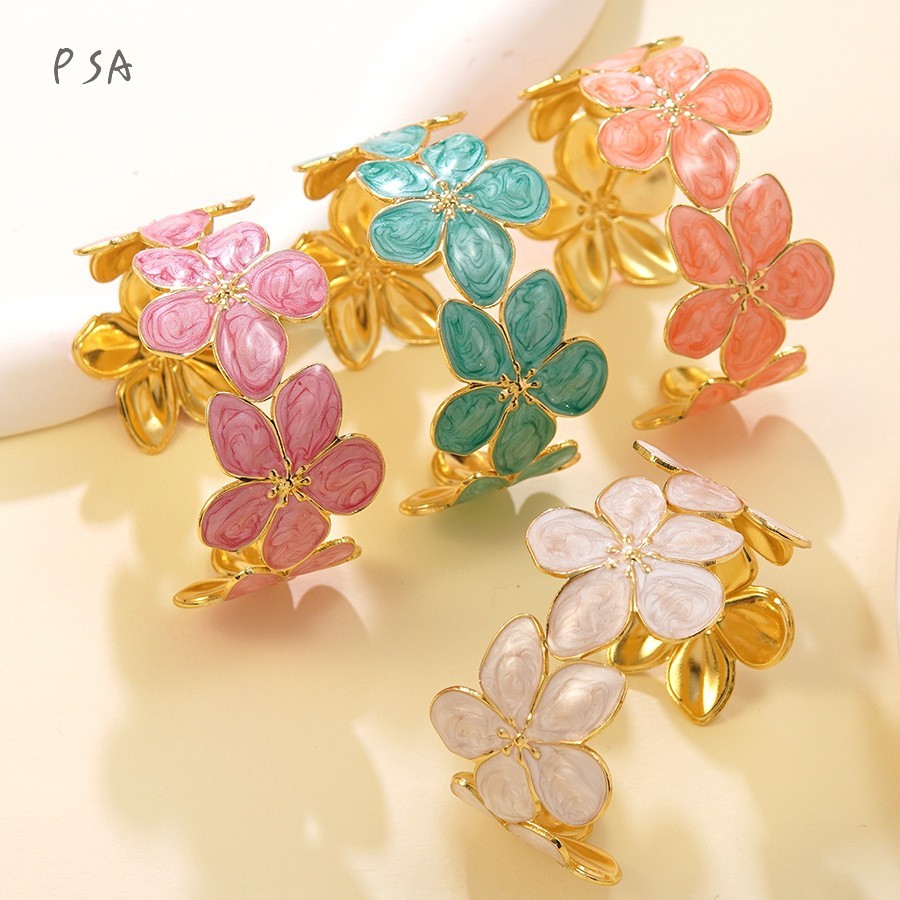สร้อยข้อมือสแตนเลส เปิดดอกไม้สไตล์ยุโรป