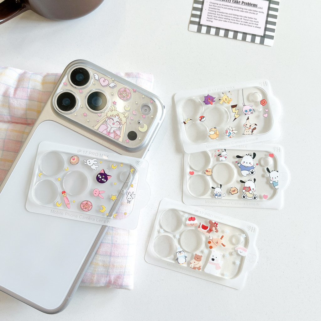น่ารักการ์ตูนกล้องเลนส์สําหรับiPhone 17 Pro 17 Pro Max Ultra-ClearกระจกนิรภัยAnti-Scratchฟิล์มป้องกัน