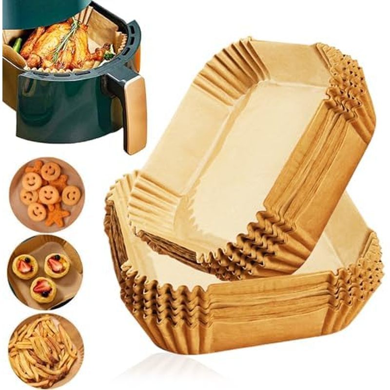 Square Mini Air Fryer Liners for Most 2-3 qt Air Fryer Disposable Paper Liner, Non-Stick Oil-proof a