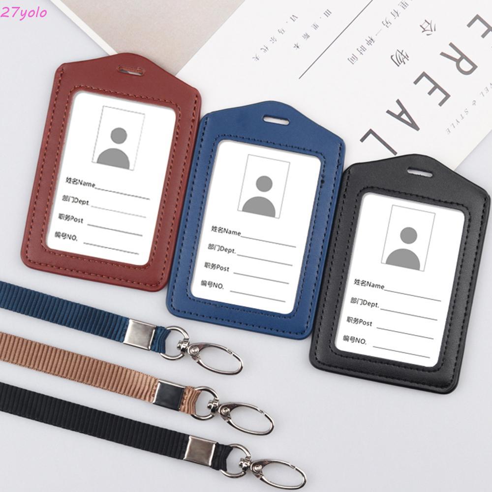 YOLO พร้อมเชือกเส้นเล็กคอนักเรียนหนังใบรับรองการทํางาน Identity Business Office Badge Card Case