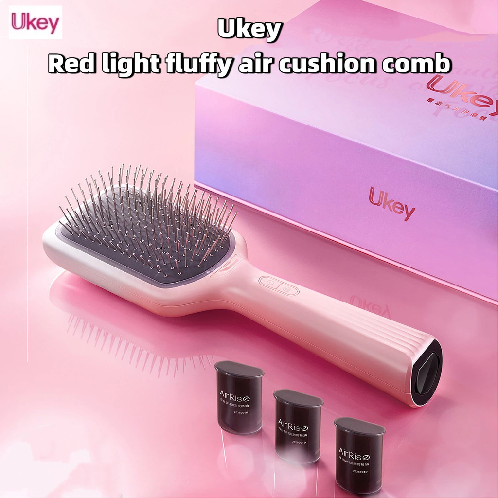 Ukey Red Fluffy Cushion Comb Hair Care Smoothing Comb Atomizing หวีนวดของขวัญวันเกิด