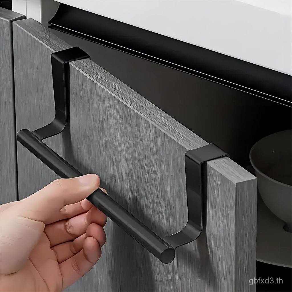 ชั้นวางผ้าเช็ดตัวสแตนเลสเหนือประตู, ที่ใส่ผ้าเช็ดตัวประตู Over Cupboard ในครัว, 9.37x2.68in, สีดําด้