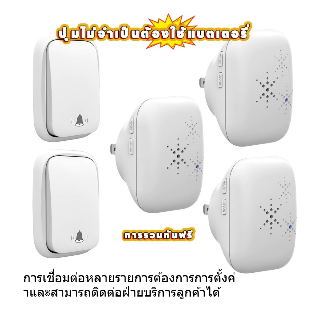 กริ่งไร้สายกันน้ำไม่ใช้ถ่าน ผลังงานจากแรงกด สัญญานไกล Self-Powered Wireless Doorbell