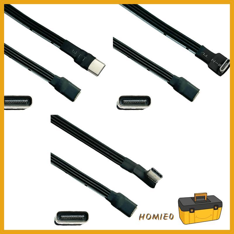 HOMIE0 USB C ชายกับ USB C หญิงสายต่อ 90 องศาริบบิ้นแบนสาย USB C