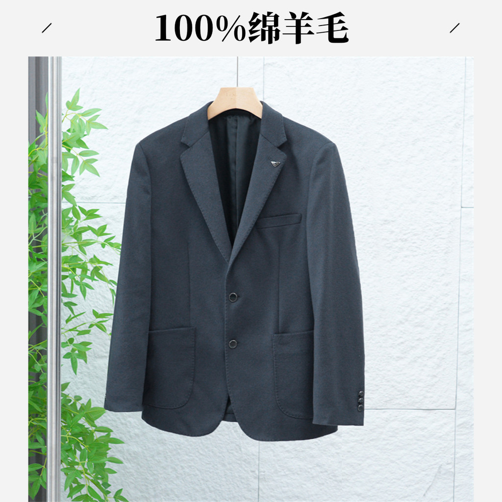 100% ขนสัตว์ยี่ห้อถอนตู้ฤดูใบไม้ผลิฤดูใบไม้ร่วงผู้ชาย High-End ธุรกิจเสื้อสูทลําลอง 4W071/4Y076