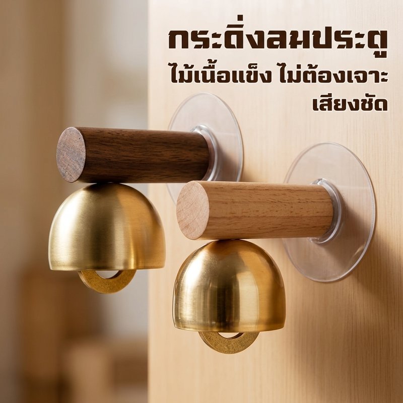ระฆังประตูไม้ย้อนยุคแขวนระฆังไม่มีเจาะกาวเมาโลหะที่ทําด้วยมือตกแต่งบ้าน