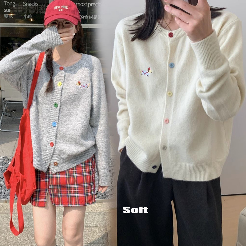 Dahong 💖 88032  (ครบสีแล้ว!) สีเรียบ คาร์ดิแกนไหมพรมผ้านุ่มนิ่ม เสื้อคาร์ดิแกนแขนยาว  งานถักผ้านิ่ม นุ่มใส่สบาย